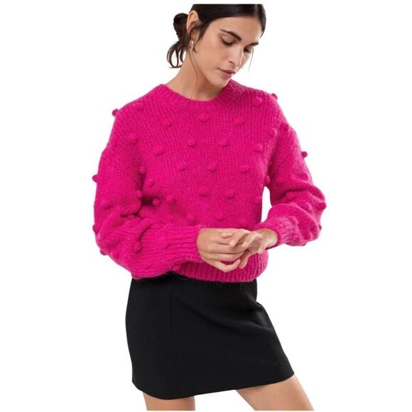 & Other Stories alpaca wool knit bobble fuschia sweater XS - Picture 6 of 7